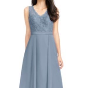 Azazie Floor Length dress in dust blue